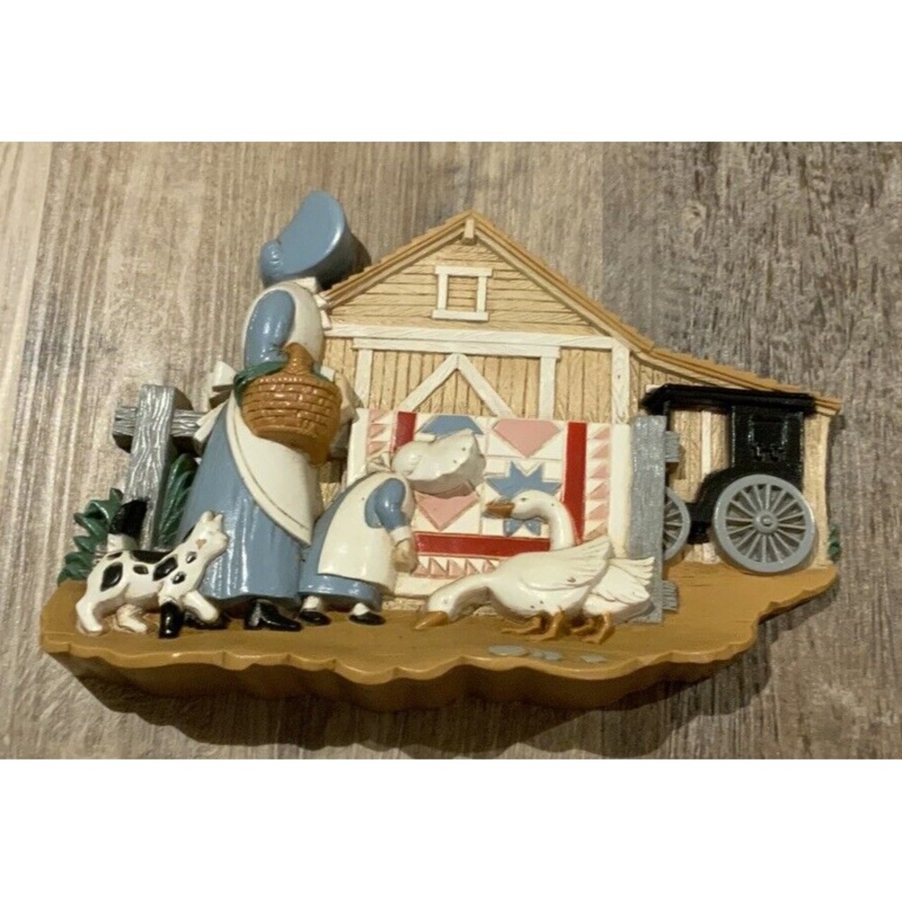 Burwood Products Vintage Amish Girls Geese‎ Wall Plaque Wall Hanging